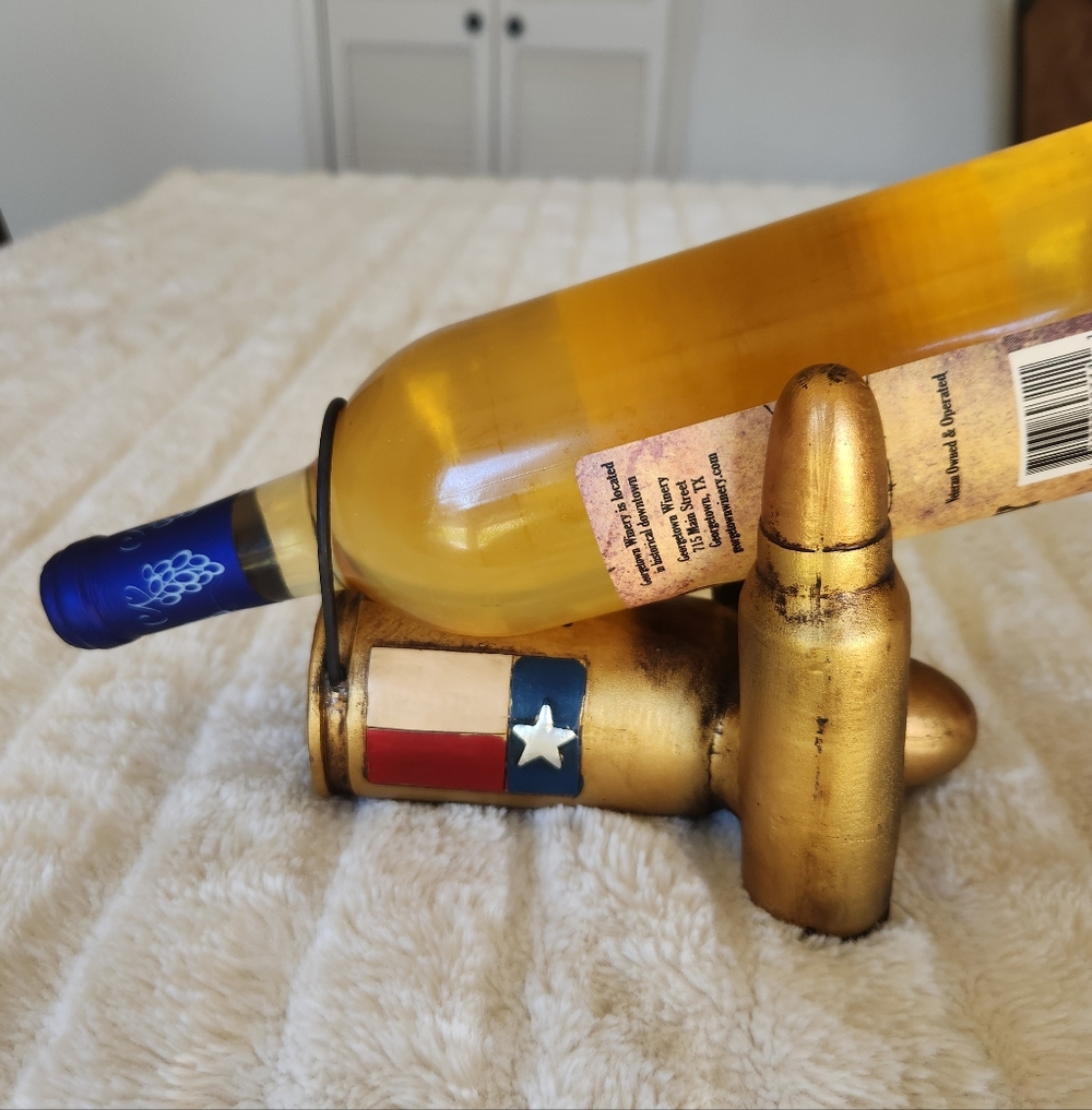 Gold Bullet Wine Bottle Holder With Texas Flag